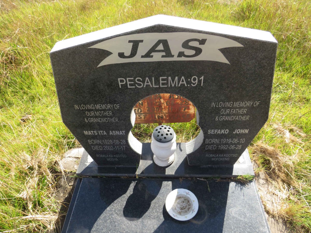 JAS Sefako John 1919-1992 & Matsita Asnat 1928-2002