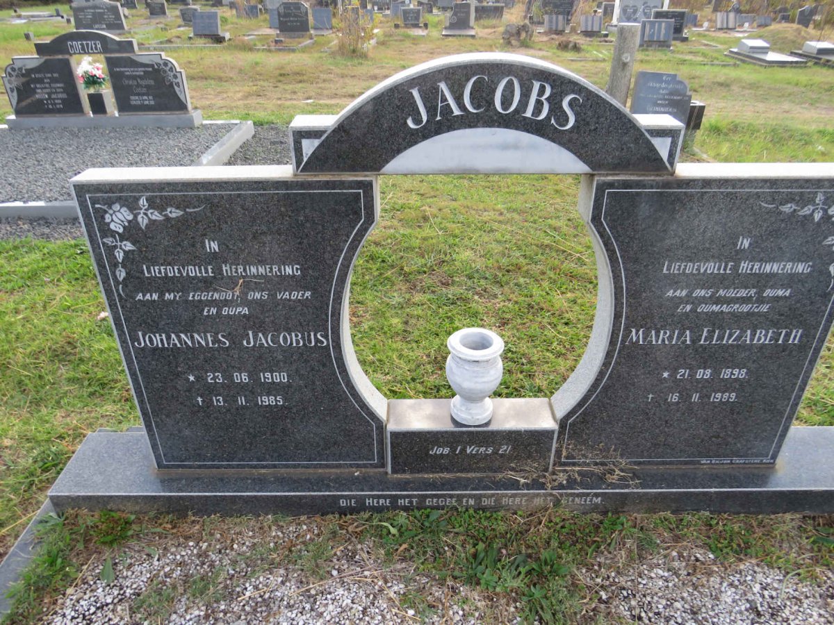 JACOBS Johannes Jacobus 1900-1985 & Maria Elizabeth 1898-1989