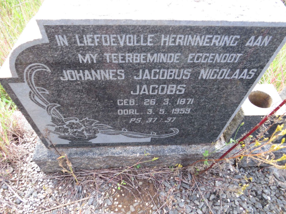 JACOBS Johannes Jacobus Nicolaas 1871-1959 & Engela Francina MEYER 1898-1970