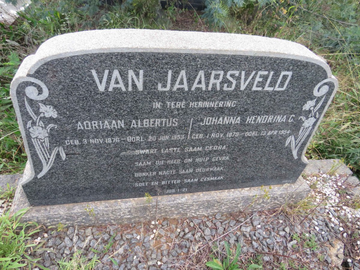JAARSVELD Adriaan Albertus, van 1876-1953 & Johanna Hendrina C. 1878-1954