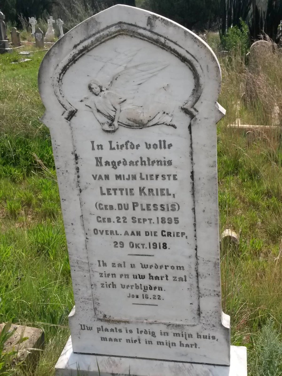 KRIEL Lettie nee DU PLESSIS 1895-1918