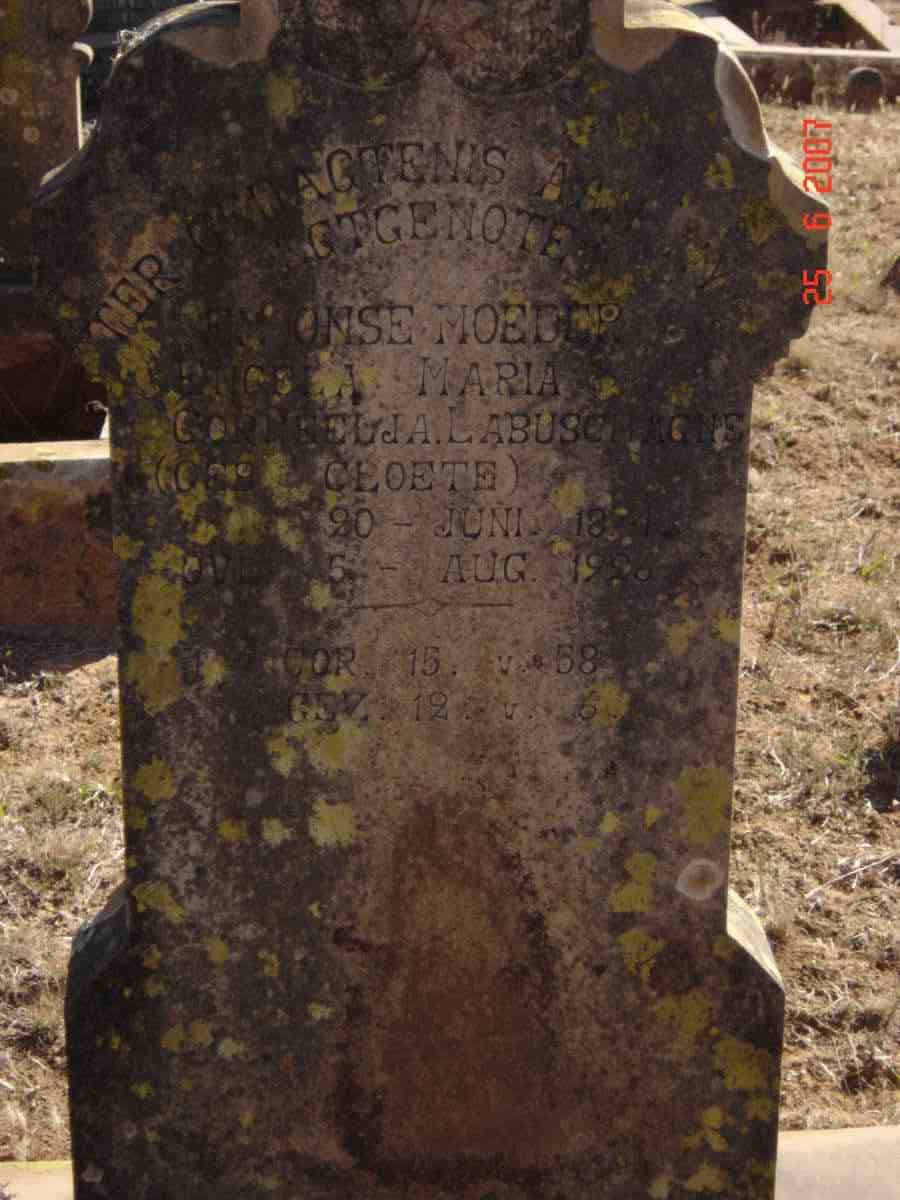 LABUSCHAGNE Engela Maria Corneelja nee CLOETE 1874-1926