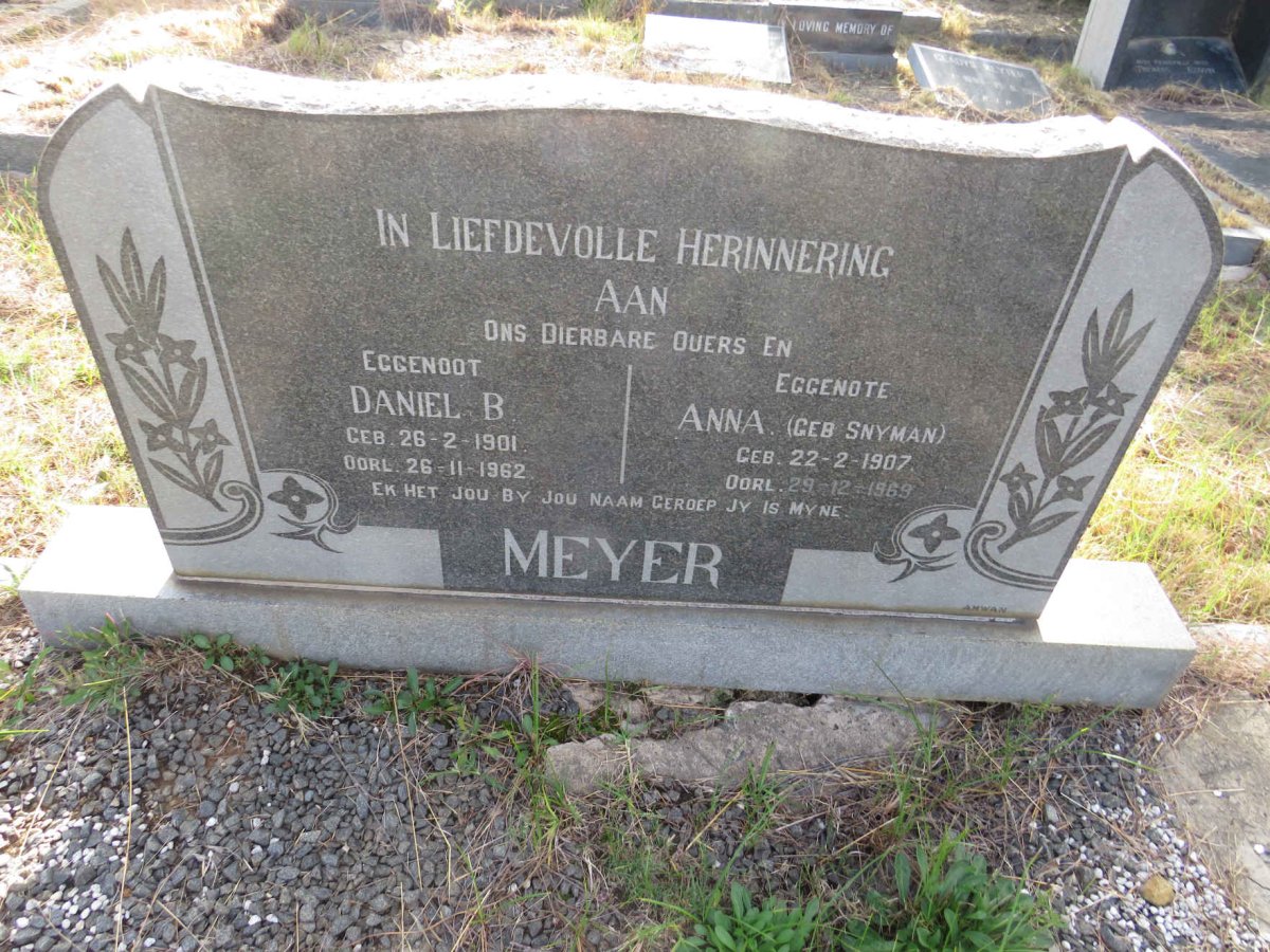 MEYER Daniel B. 1901-1962 & Anna SNYMAN 1907-1969