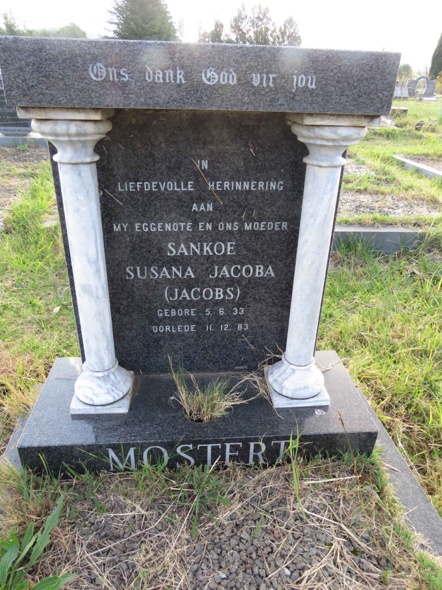 MOSTERT Sankoe Susana Jacoba nee JACOBS 1933-1983