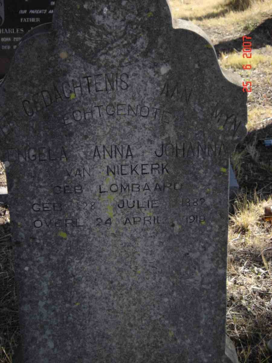 NIEKERK Engela  Anna Johanna, van nee LOMBAARD 1882-1919