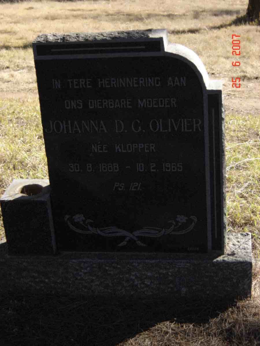 OLIVIER Johanna D.G. nee KLOPPER 1888-1965