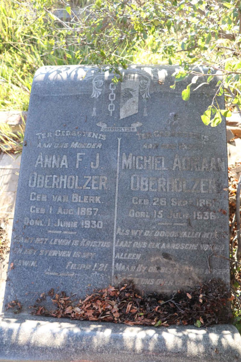 OBERHOLZER Michiel Adriaan 1861-1936 & Anna F.J. VAN BLERK 1867-1930