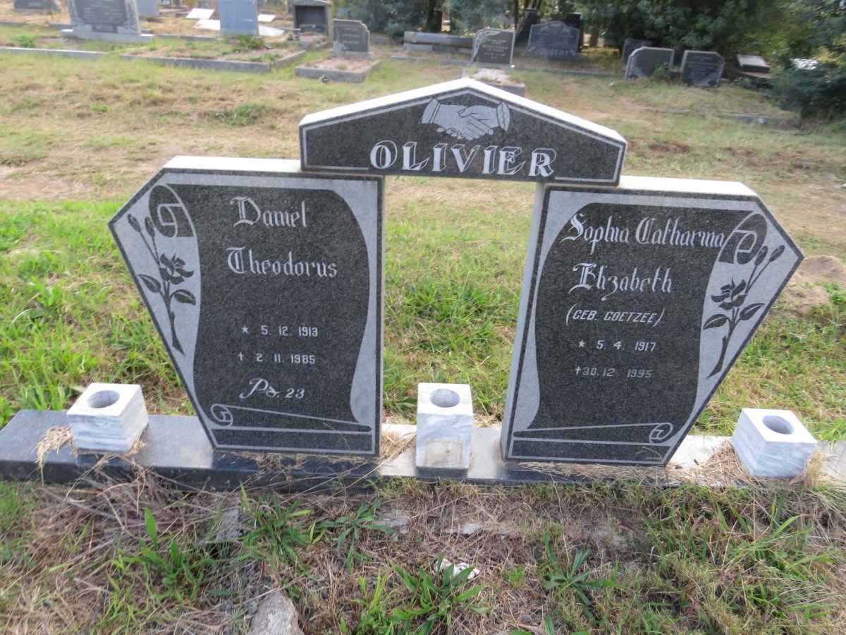 OLIVIER Daniel Theodorus 1913-1985 & Sophia Catharina Elizabeth COETZEE 1917-1995