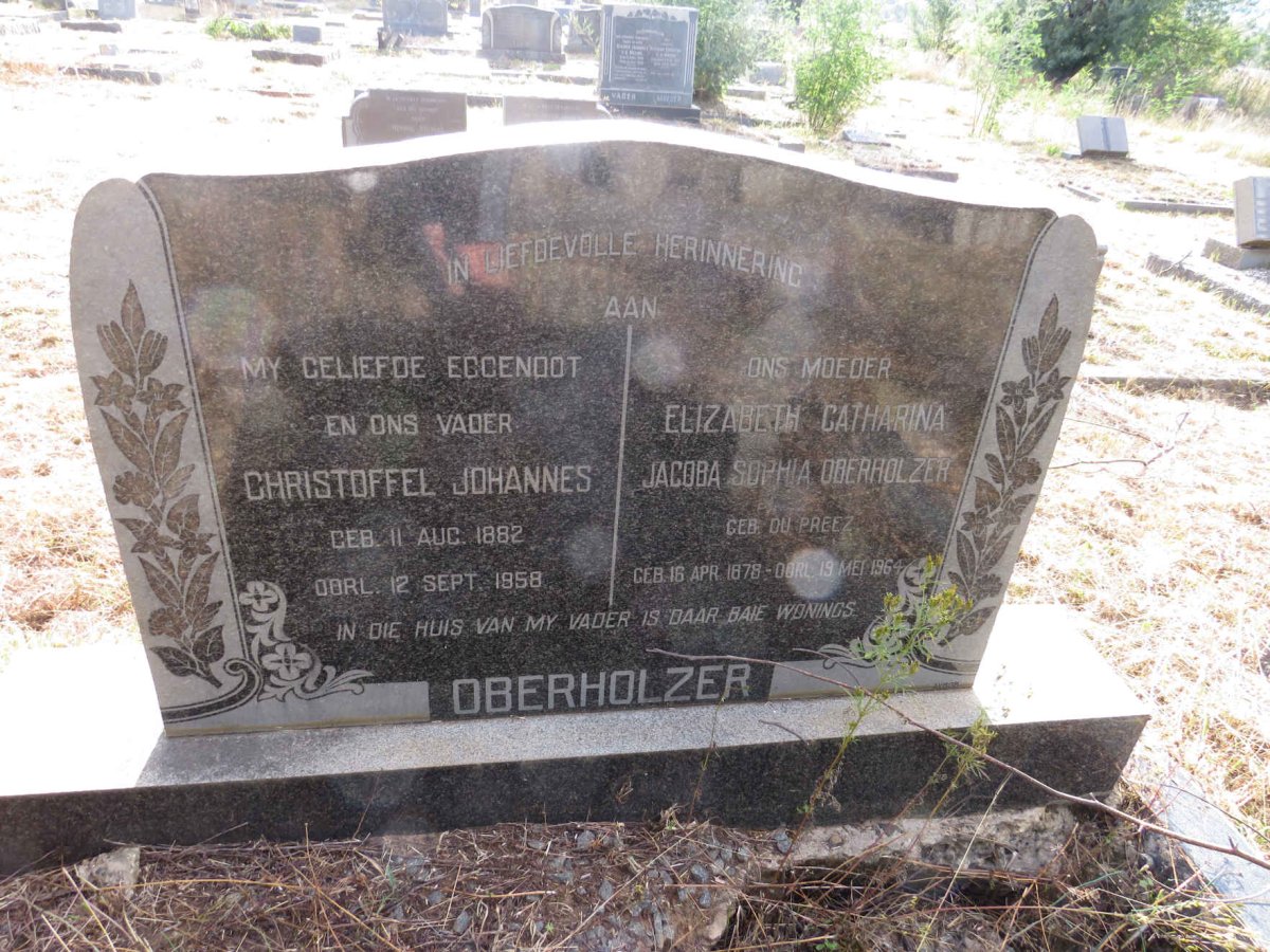 OBERHOLZER Christoffel Johannes 1882-1958 & Elizabeth Catharina Jacoba Sophia DU PREEZ 1878-1964