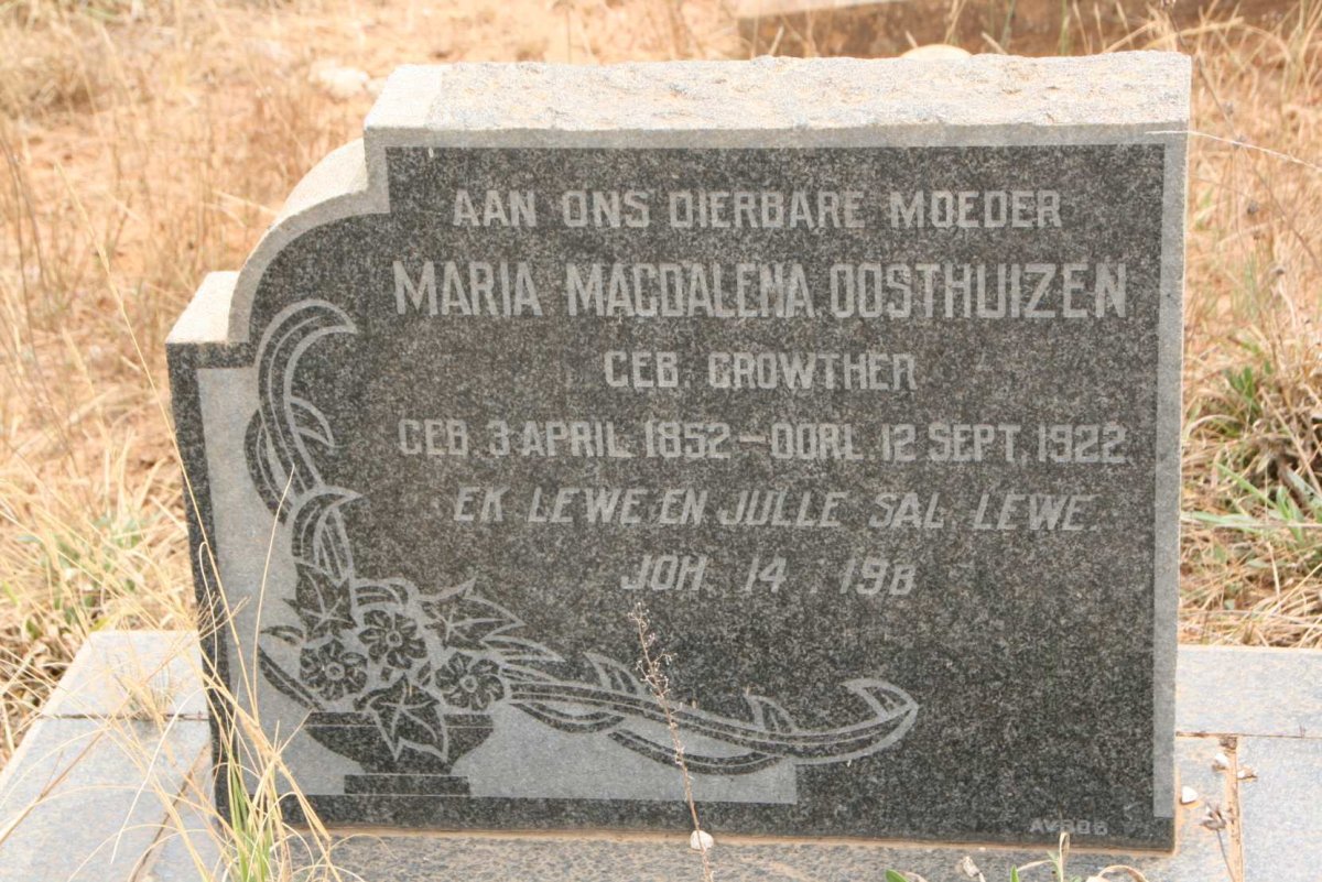OOSTHUIZEN Maria Magdalena nee CROWTHER 1852-1922