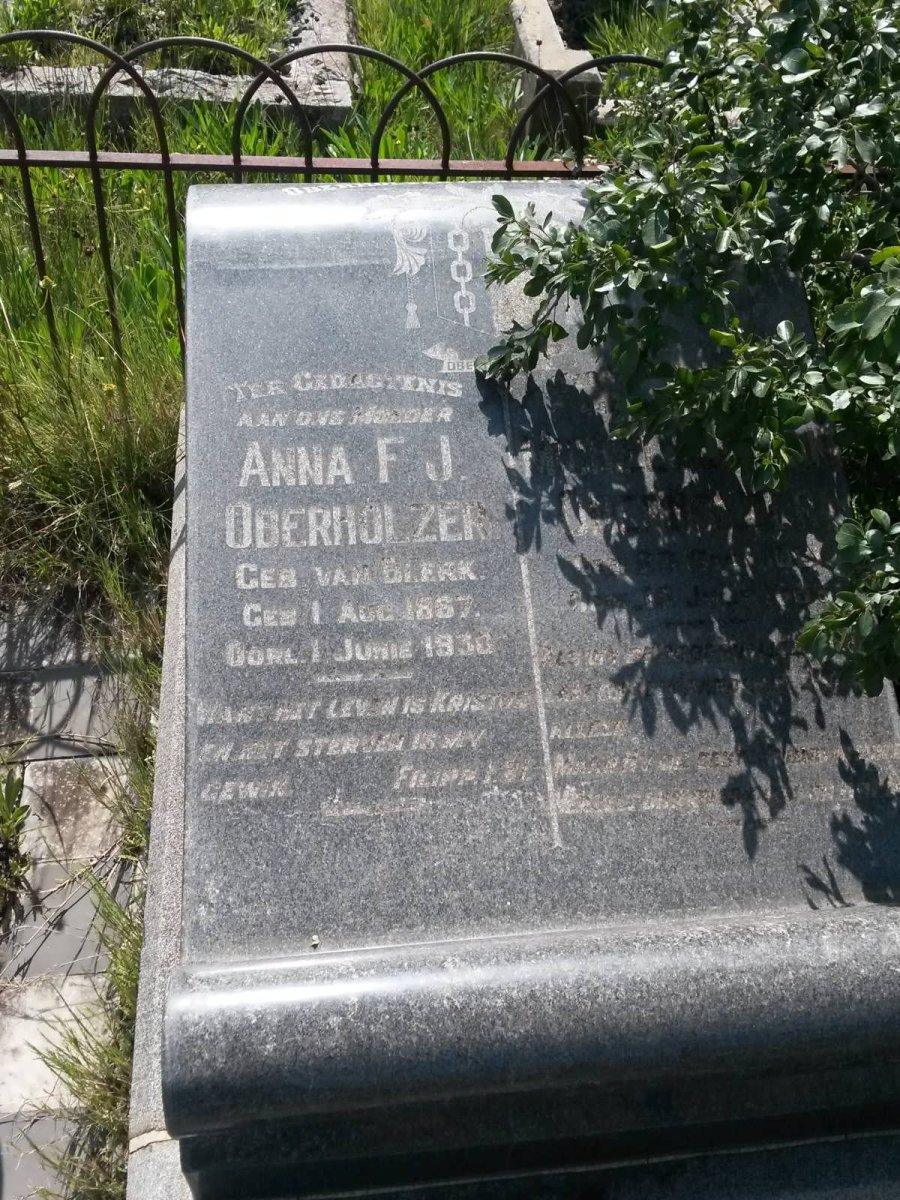 OBERHOLZER Anna F.J. nee VAN BLERK 1867-1936