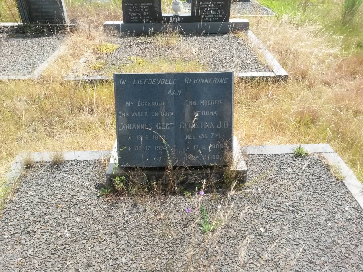 OLIVIER Johannes Gert 1903-1974 &amp; Christina J.D. VAN ZYL 1909-1987
