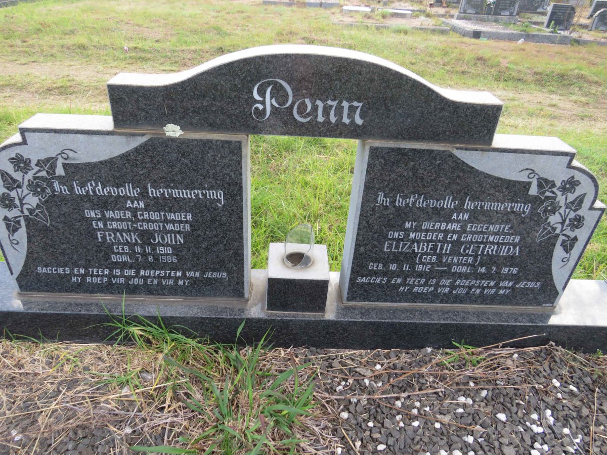 PENN Frank John 1910-1986 & Elizabeth Getruida VENTER 1912-1976