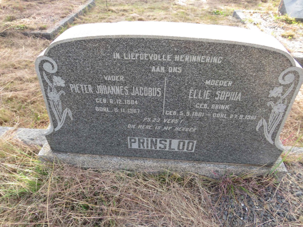 PRINSLOO Pieter Johannes Jacobus 1884-1967 & Ellie Sophia BRINK 1881-1961