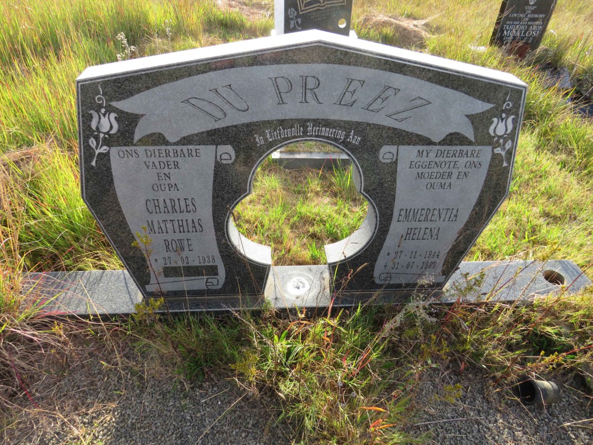 PREEZ Charles Matthias Rowe, du 1938- & Emmerentia Helena 1944-1989