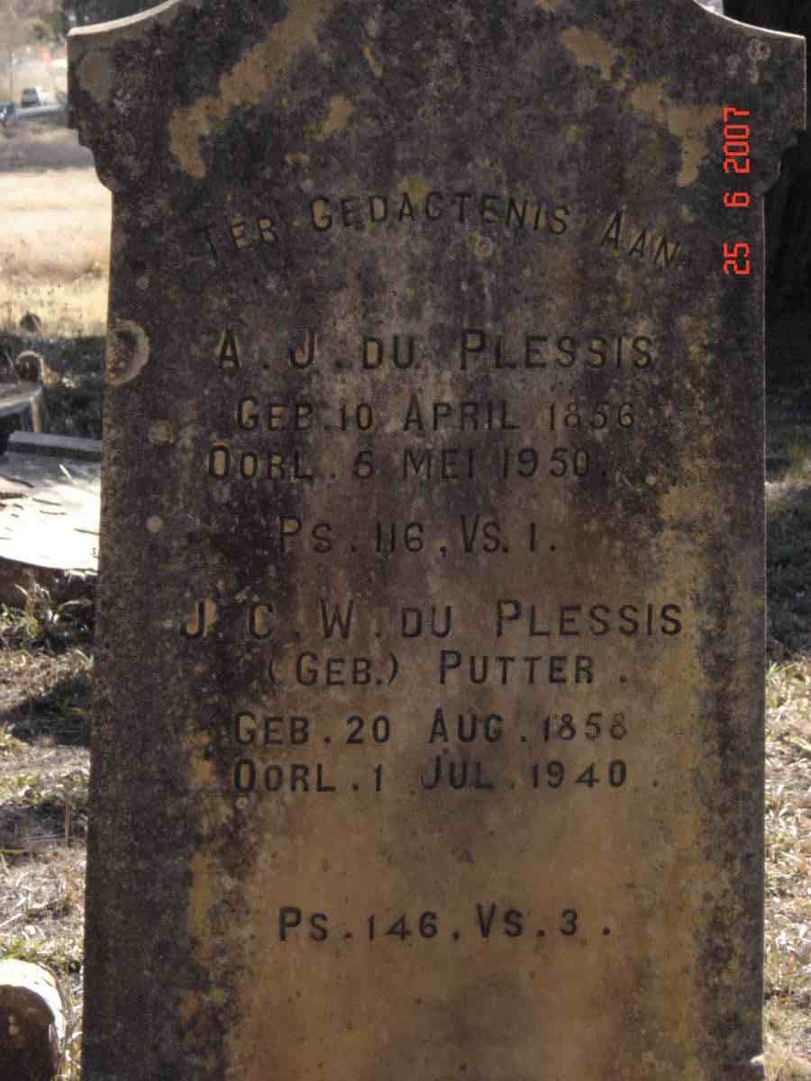 PLESSIS A.J., du 1856-1950  &amp;  J.C.W. PUTTER 1858-1940
