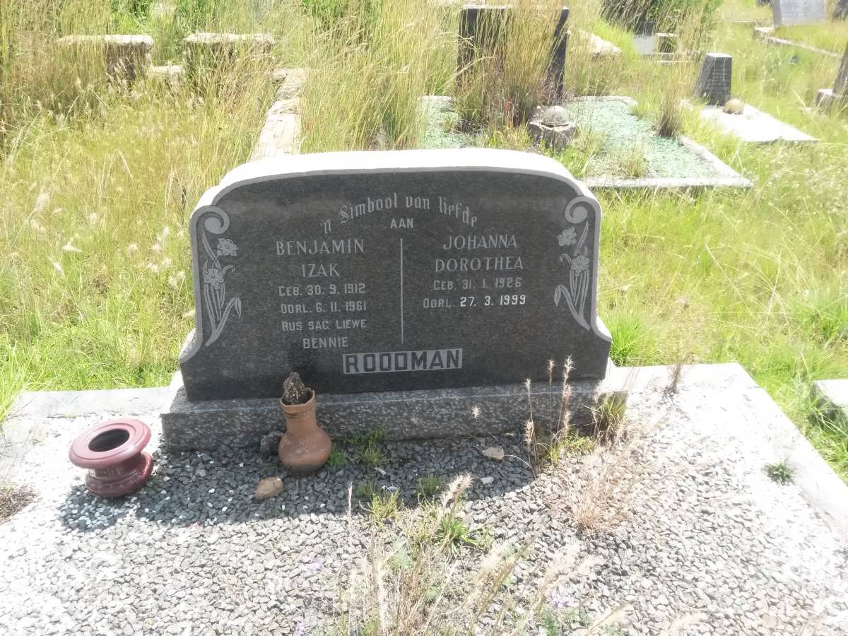 ROODMAN Benjamin Izak 1912-1961 &amp; Johanna Dorothea 1926-1999