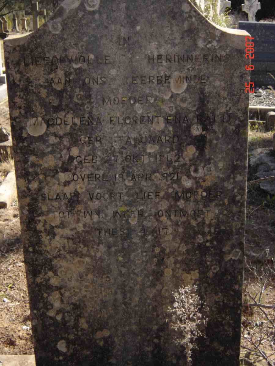 RALL Magdelena Florentiena nee TALJAARD 1862-1926