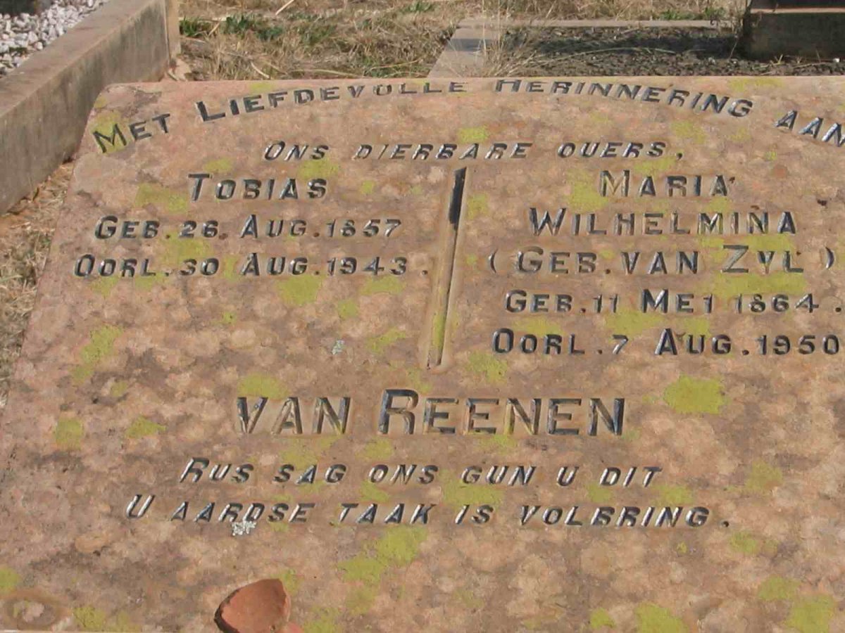 REENEN Tobias, van 1857-1943 &amp; Maria Wilhelmina VAN ZYL 1864-1950