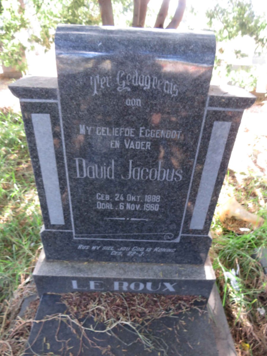 ROUX David Jacobus, le 1888-1960
