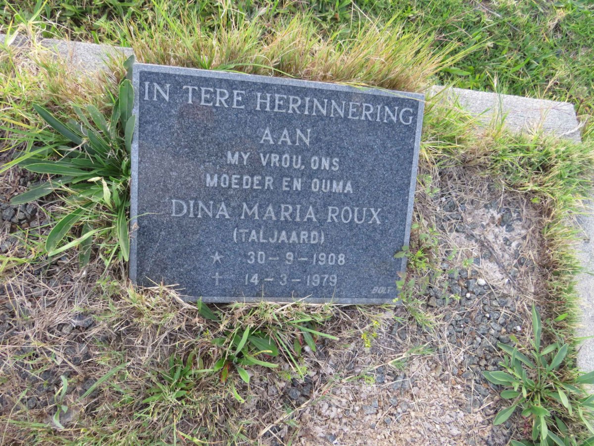ROUX Dina Maria nee TALJAARD 1908-1979
