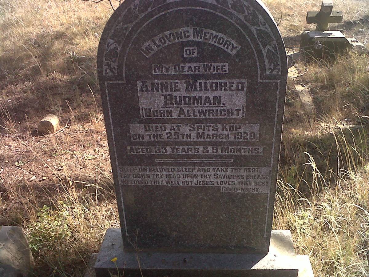 RUDMAN Annie Mildred nee ALLWRIGHT -1920