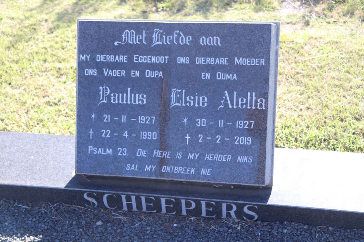 SCHEEPERS Paulus 1927-1990 & Elsie Aletta 1927-2019