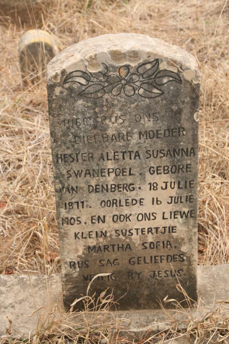 SWANEPOEL Hester Aletta Susanna nee VAN DEN BERG 1811-1905 :: SWANEPOEL Martha Sofia 