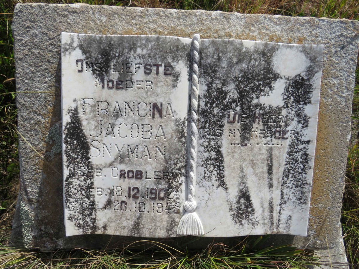 SNYMAN Francina Jacoba nee GROBLER 1902-1945