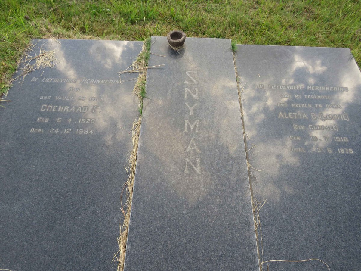 SNYMAN Coenraad F. 1920-1994 & Aletta C. COETSEE 1918-1978 _1