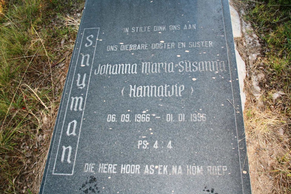 SNYMAN Johanna Maria Susanna 1966-1996