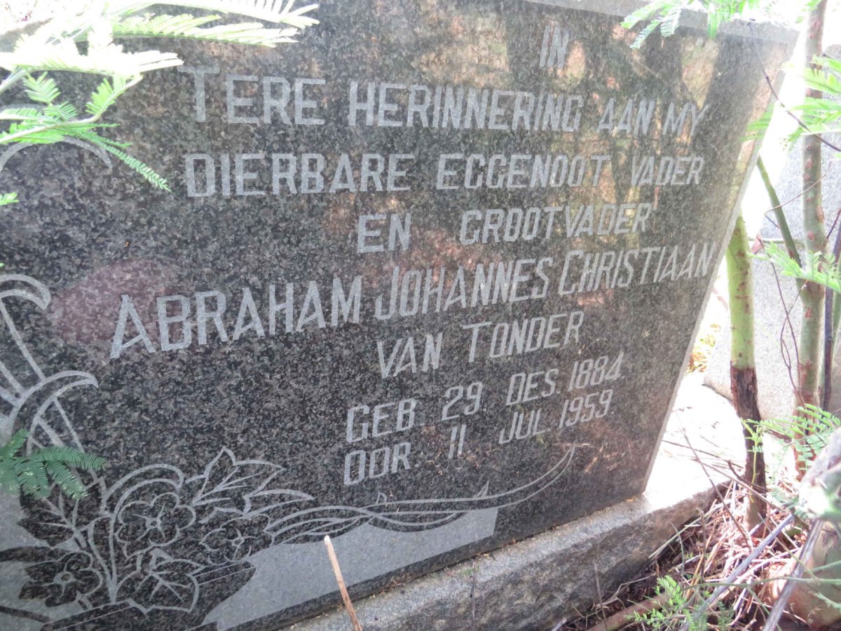 TONDER Abraham Johannes Christiaan, van 1884-1959