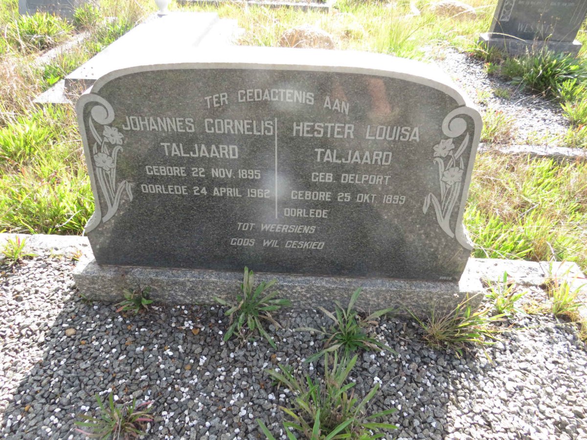 TALJAARD Johannes Cornelis 1895-1962 & Hester Louisa DELPORT 1899-