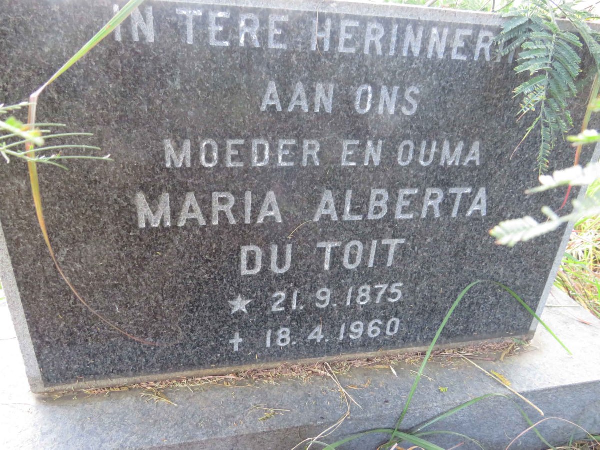 TOIT Maria Alberta, du 1875-1960