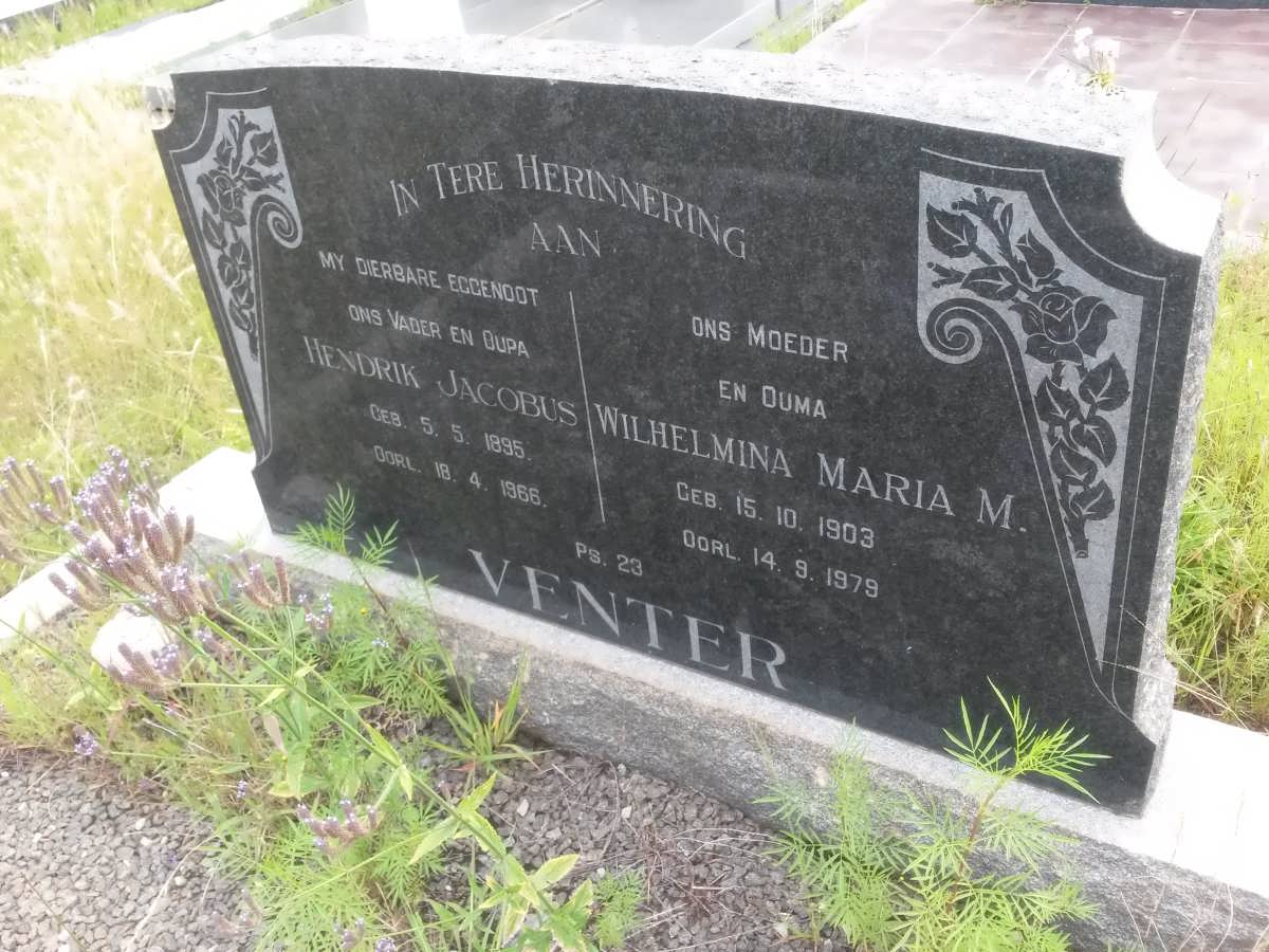 VENTER Hendrik Jacobus 1895-1966 &amp; Wilhelmina Maria M. 1903-1979