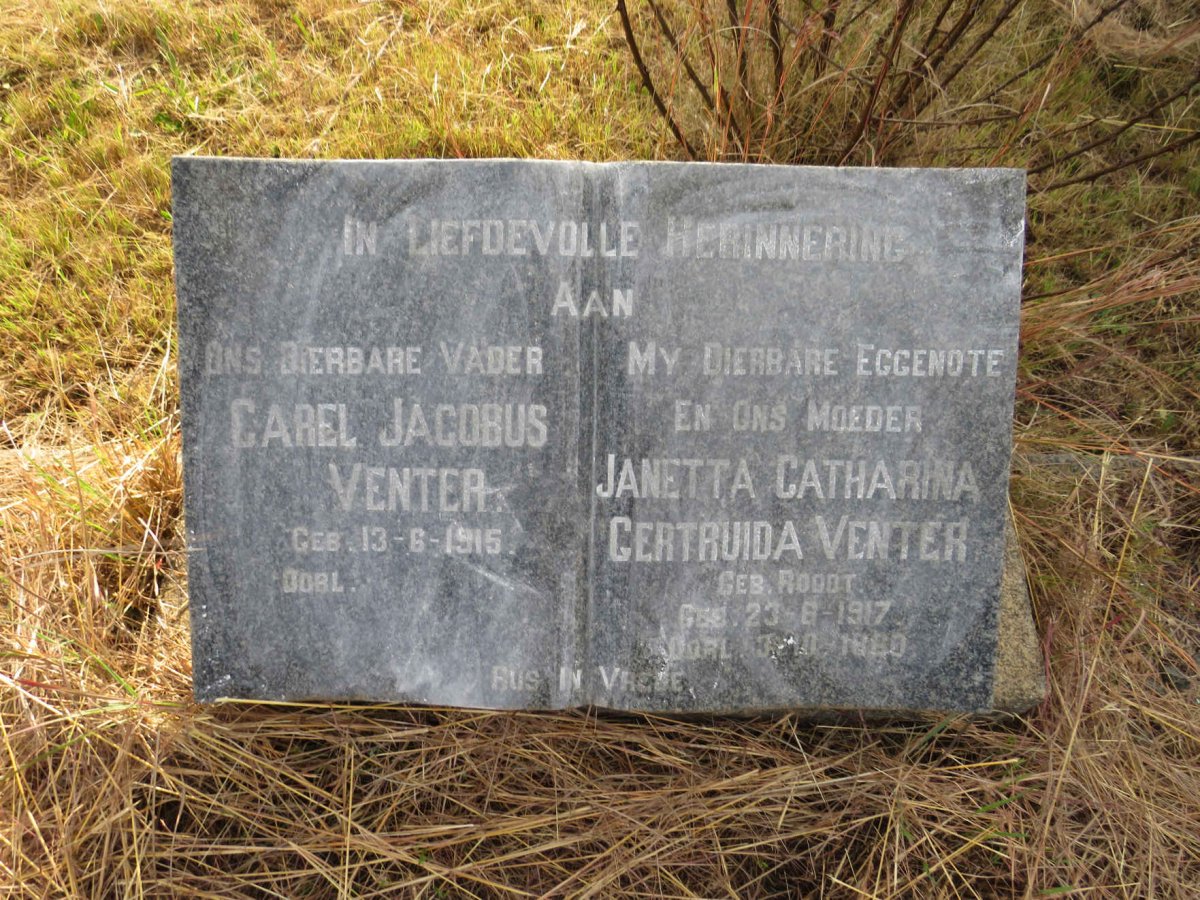 VENTER Carel Jacobus 1915- & Janetta Catharina Gertruida ROODT 1917-1960