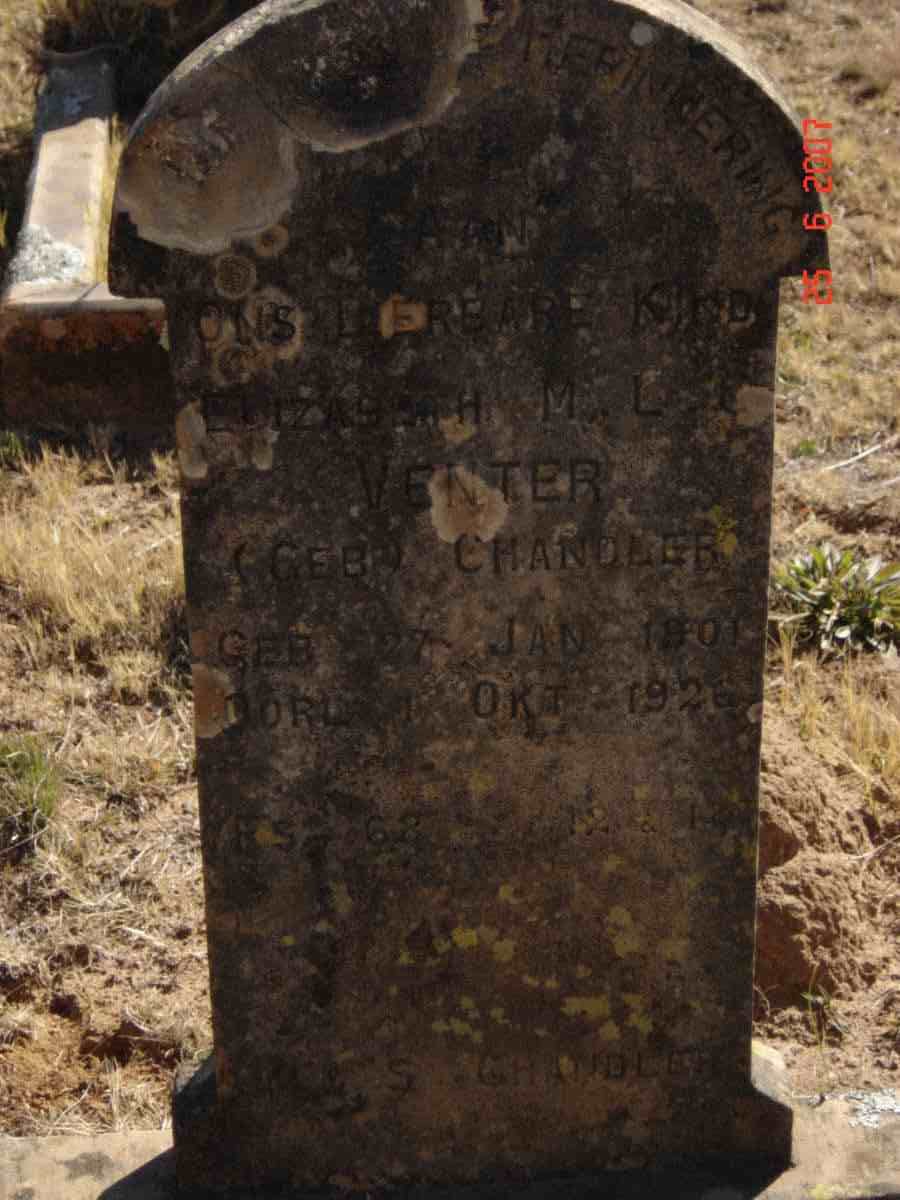 VENTER Elizabeth M.L. nee CHANDLER 1901-1926 :: CHANDLER S.
