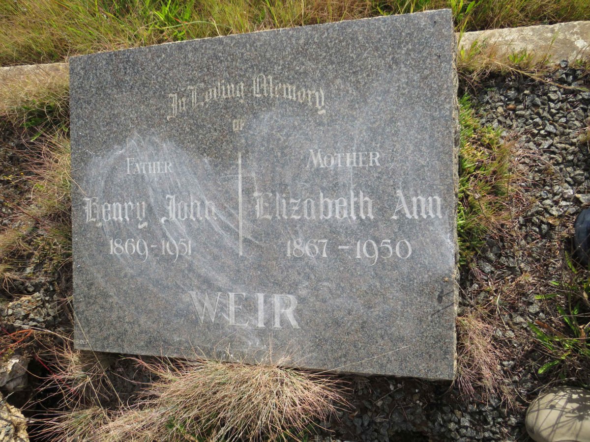 WEIR Henry John 1869-1951 & Elizabeth Ann 1867-1950