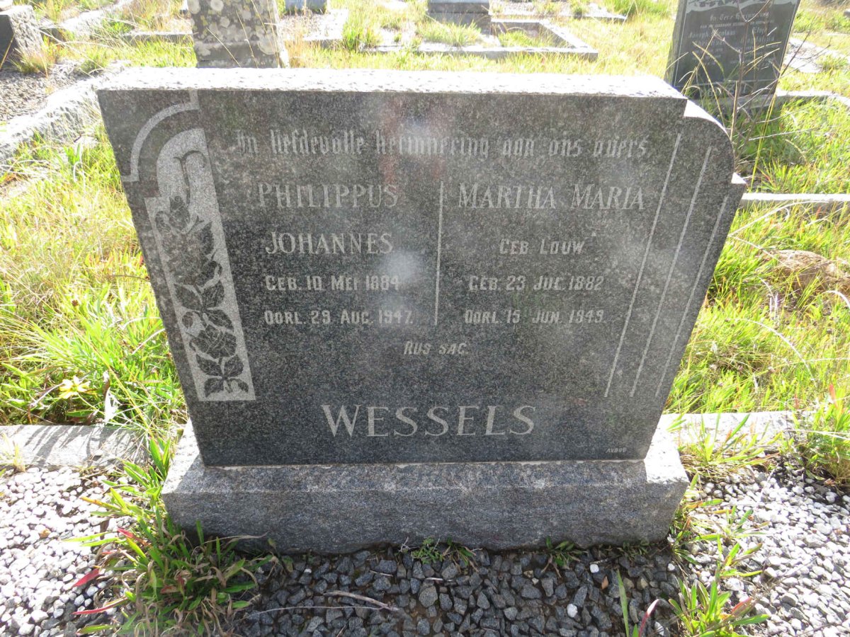 WESSELS Philippus Johannes 1884-1947 & Martha Maria LOUW 1882-1949