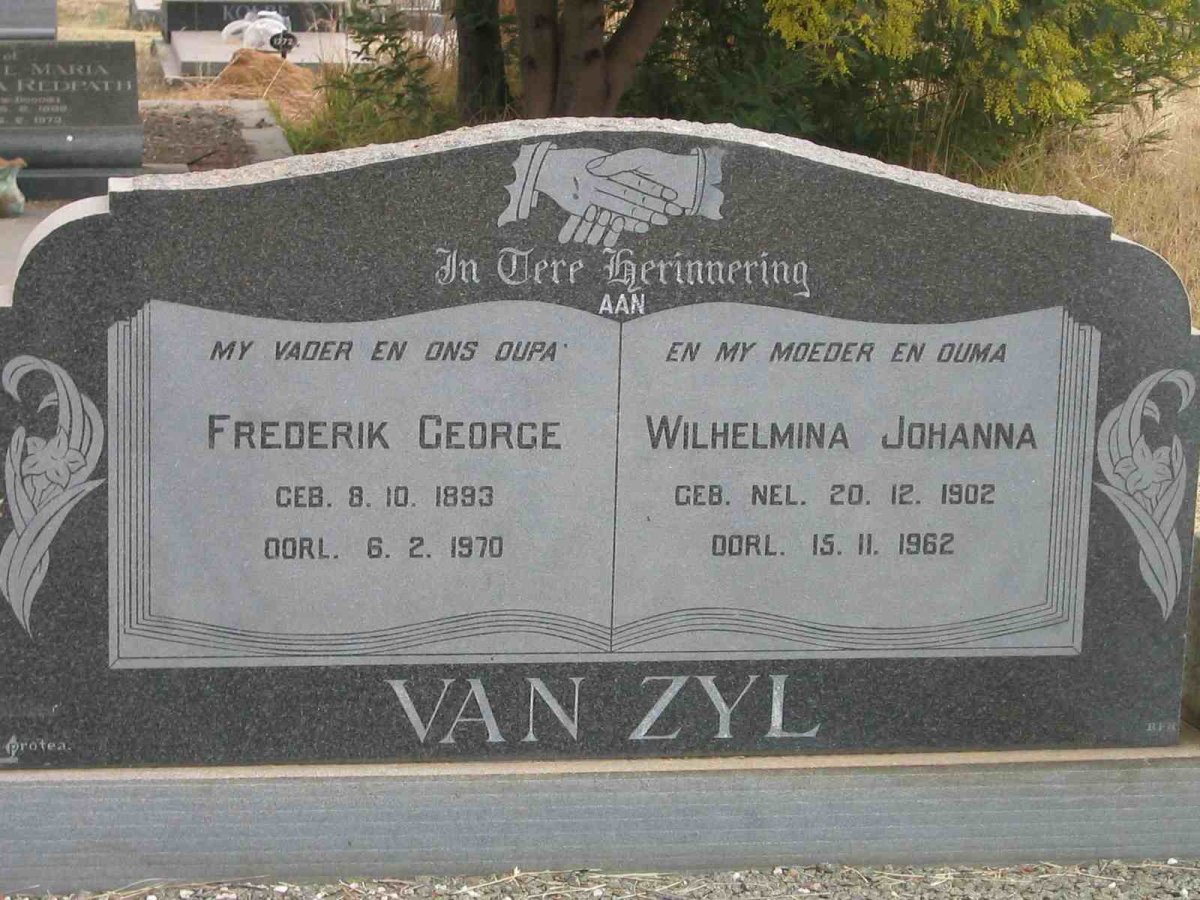 ZYL Frederik George, van 1893-1970 &amp;  Wilhelmina Johanna NEL 1902-1962