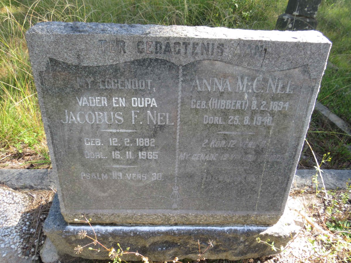 NEL Jacobus F. 1882-1965 &amp; Anna M.C. HIBBERT 1894-1948