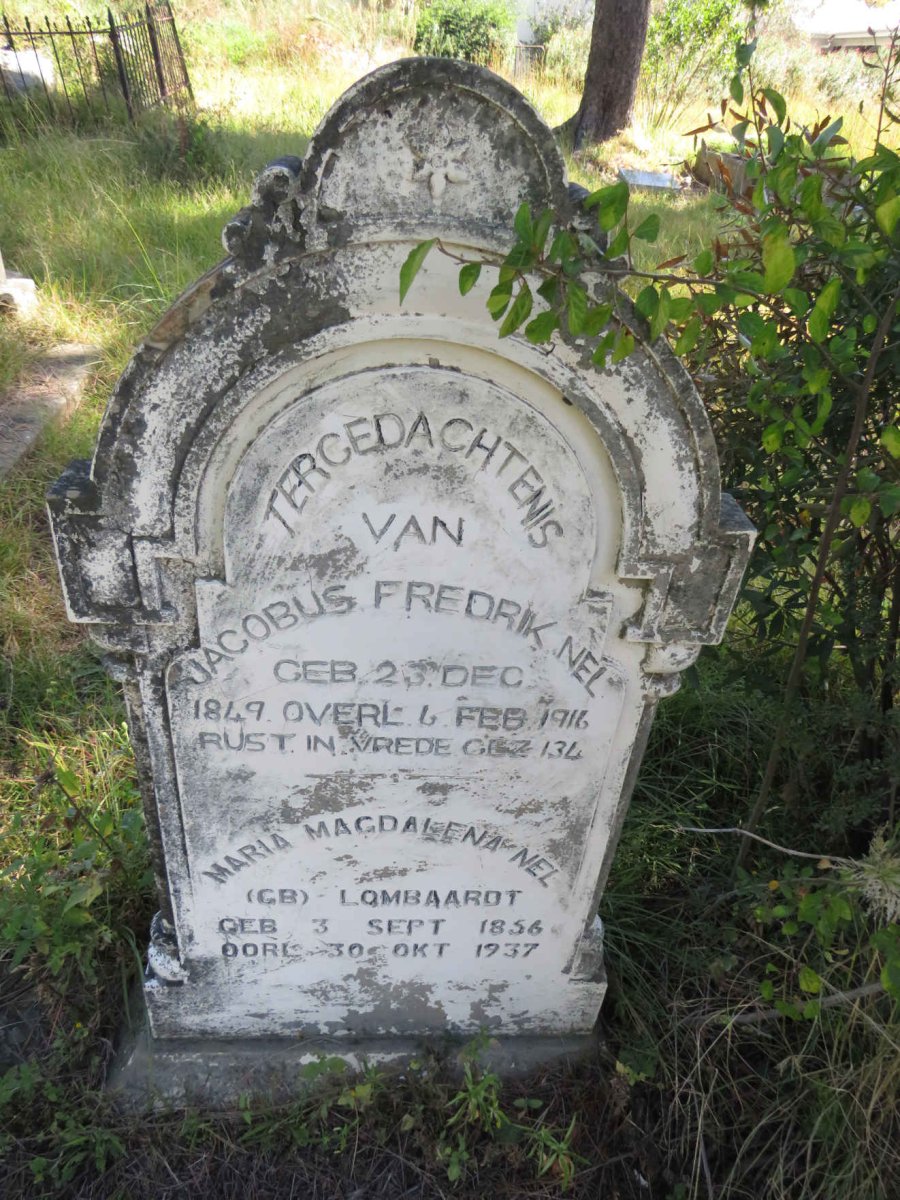 NEL Jacobus Fredrik 1849-1916 &amp; Maria Magdalena LOMBAARDT 1856-1937