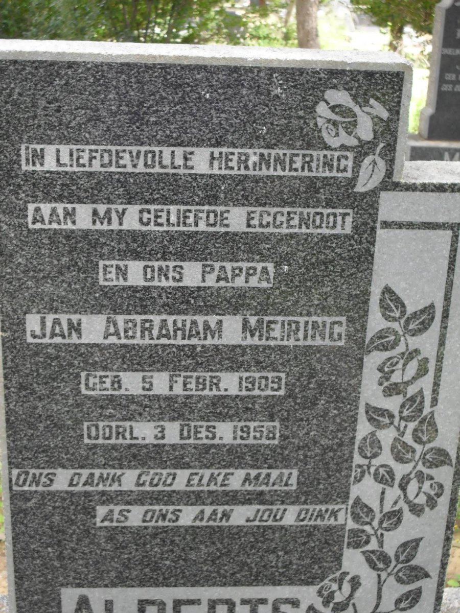 ALBERTS Jan Abraham Meiring 1909-1958