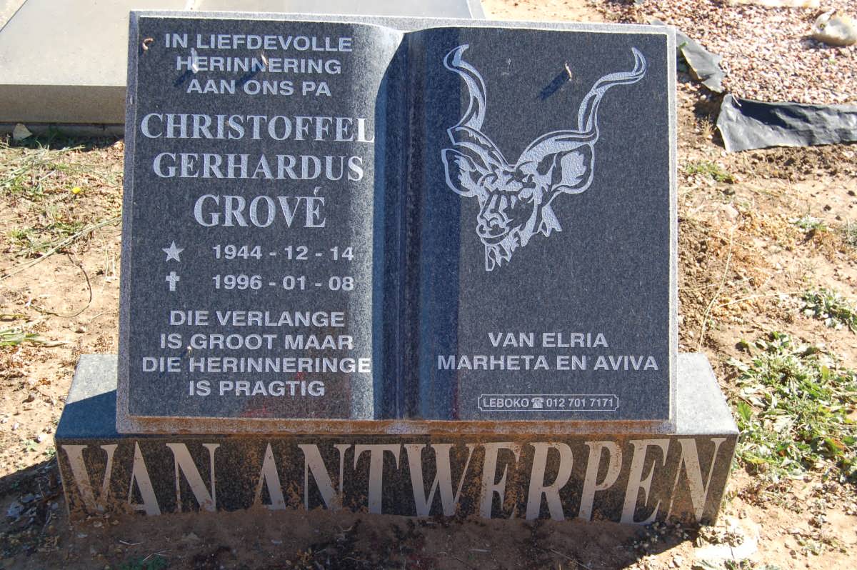 ANTWERPEN Christoffel Gerhardus Grové, van 1944-1996