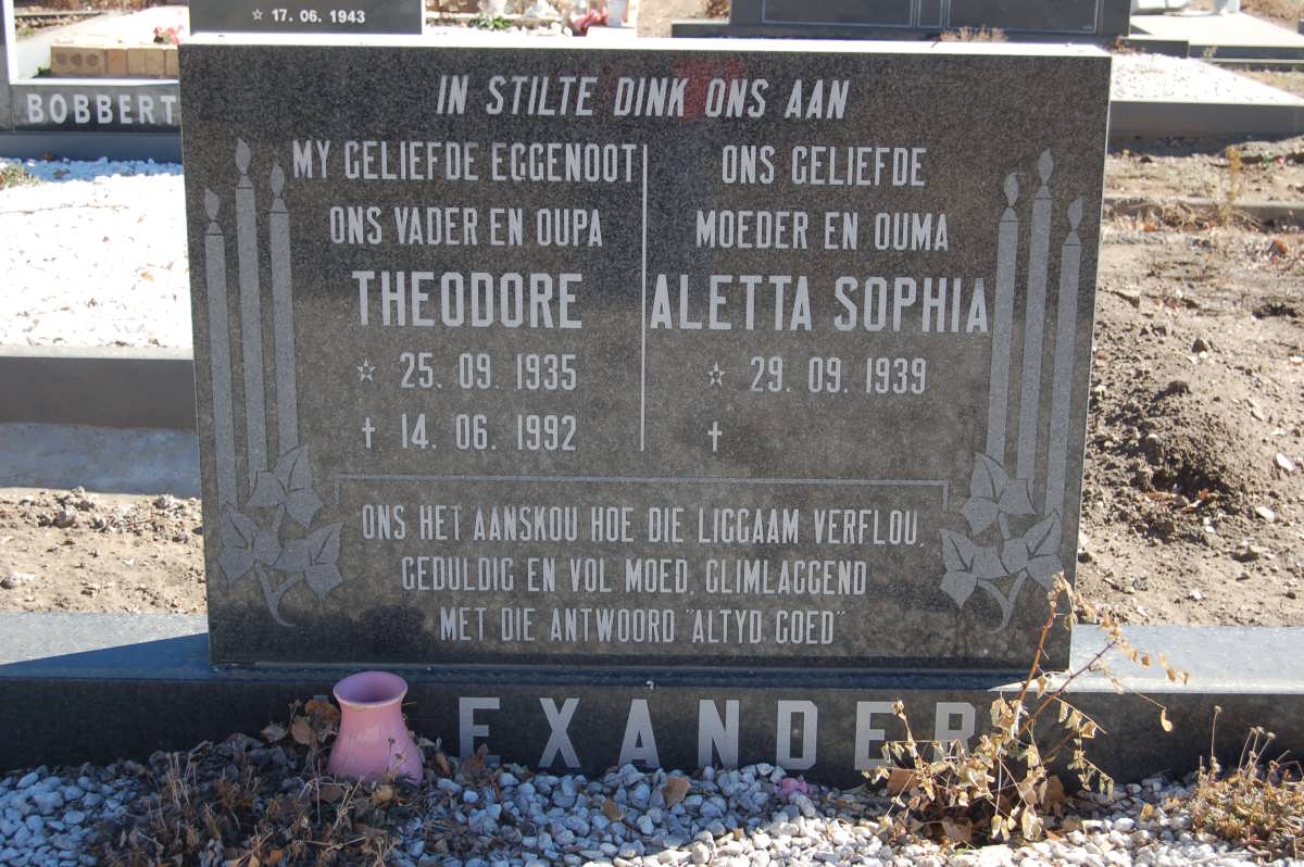 ALEXANDER Theodore 1935-1992 &amp; Aletta Sophia 1939-