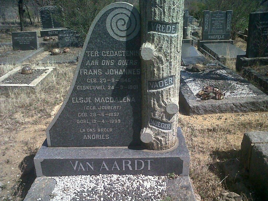 AARDT Frans Johannes, van 1845-1901 &amp; Elsje Magdalena JOUBERT 1857-1899 :: VAN AARDT Andries