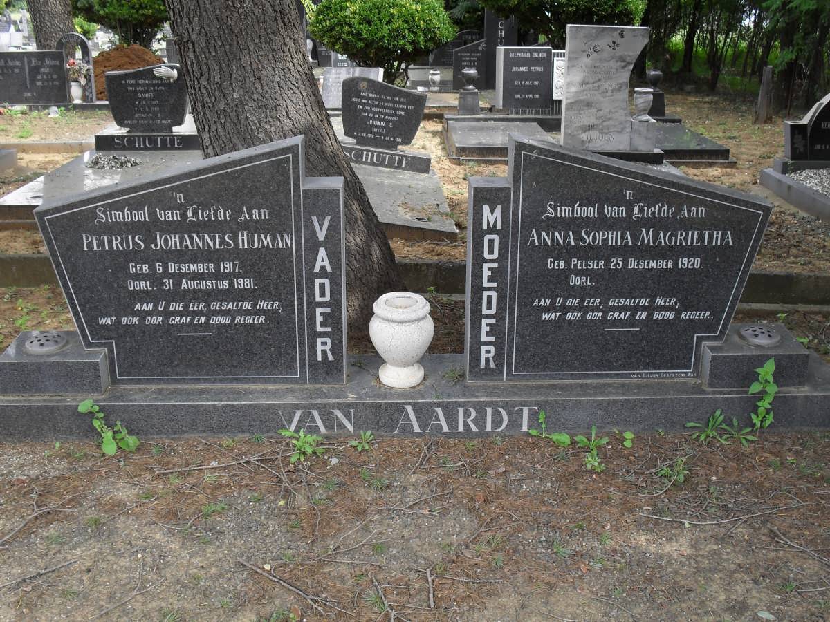 AARDT Petrus Johannes Human, van 1917-1981 &amp; Anna Sophia Magrietha PELSER 1920-