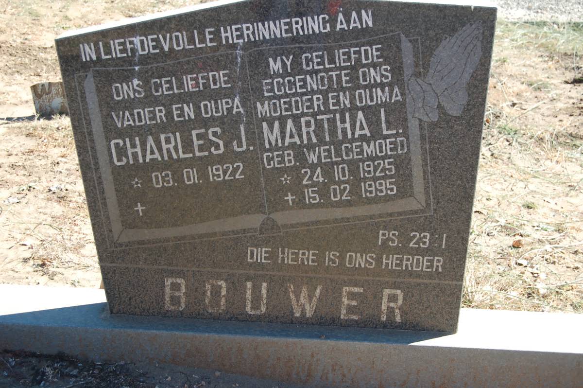 BOUWER Charles J. 1922- &amp; Martha L. WELGEMOED 1925-1995