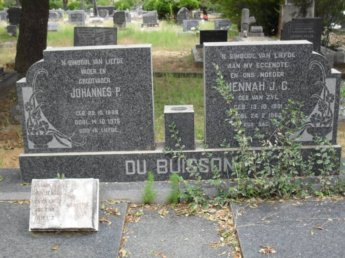 BUISSON Johannes P., du 1888-1976 &amp; HENNAH J.C. VAN ZYL 1891-196?