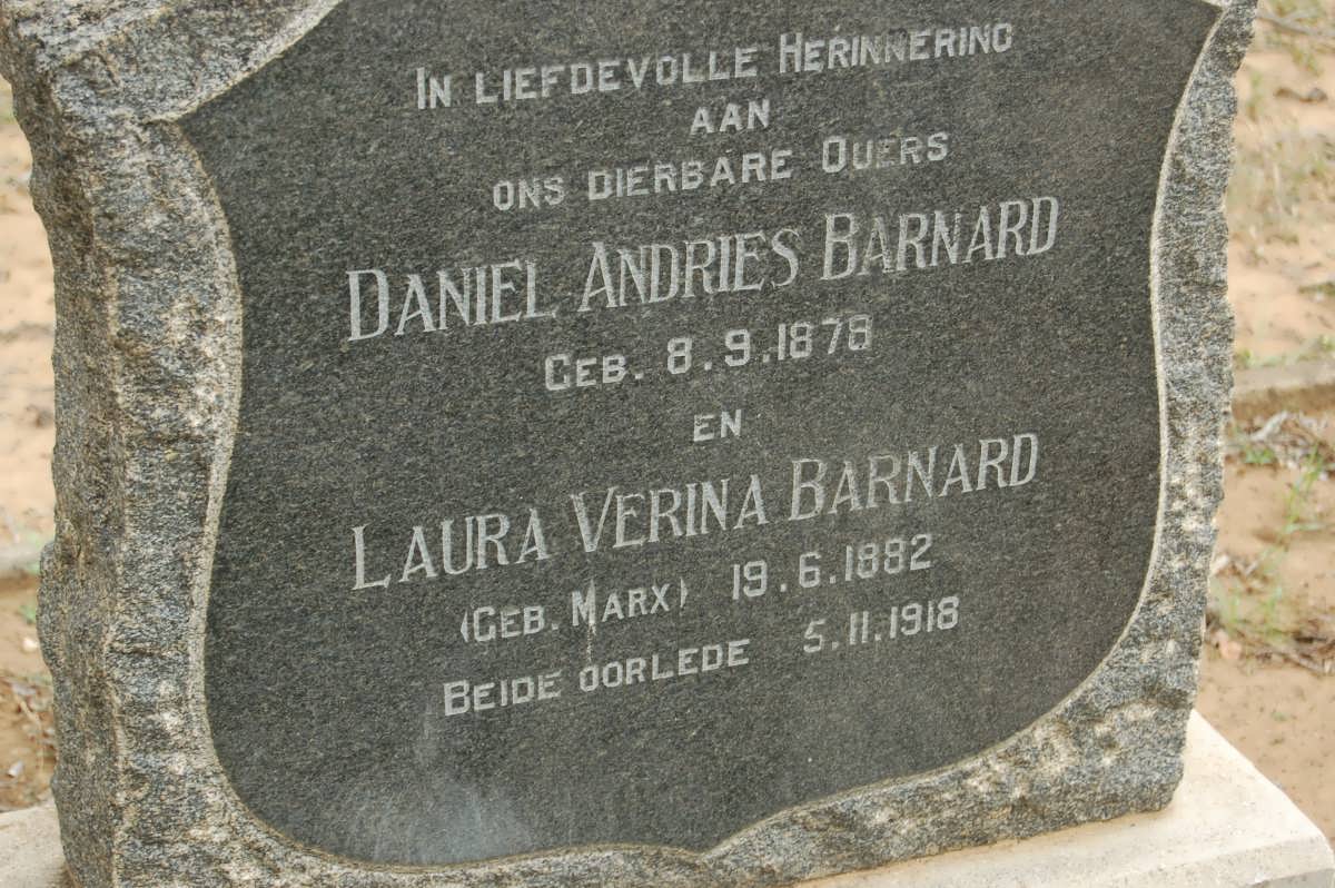 BARNARD Daniel Andries 1878- &amp; Laura Verina MARX 1882-1918